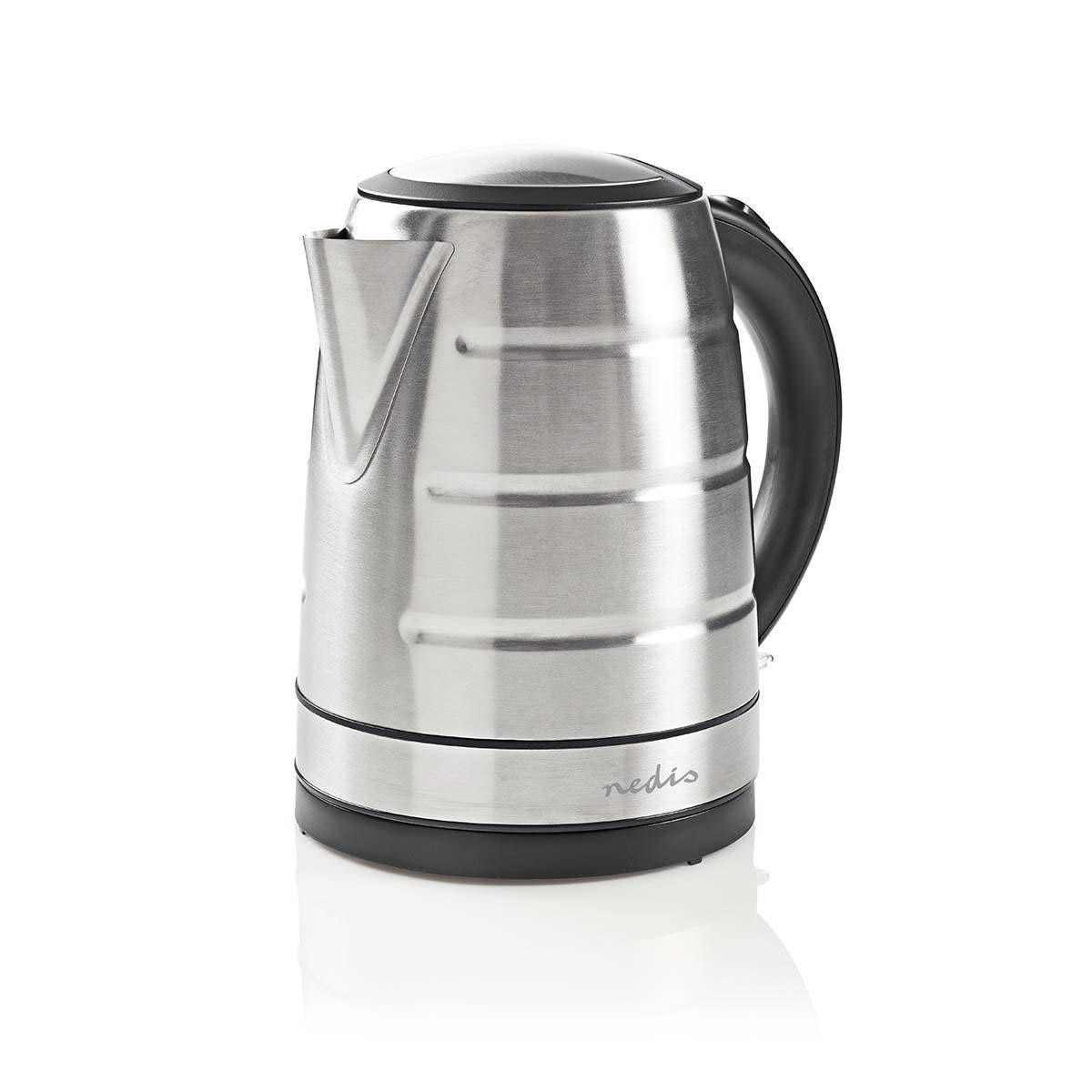 Fierbator Electric Nedis, 2200W, 1.7 litri, baza rotativa 360, otel inoxidabil, Protectie la uscare, Anti Calcar, Indicator Nivel de Apa