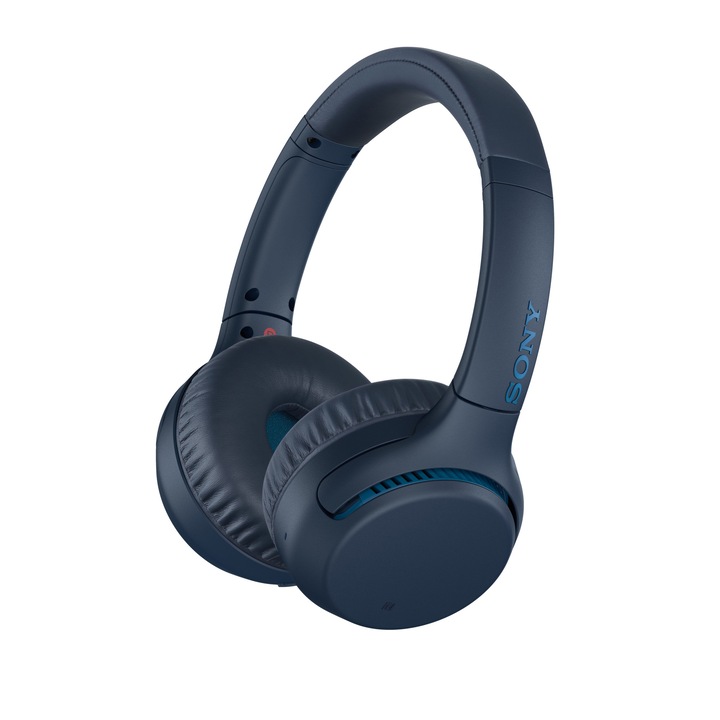 Casti On Ear Sony WH-XB700L, Wireless, Bluetooth, Microfon, Autonomie 30 ore, Albastru