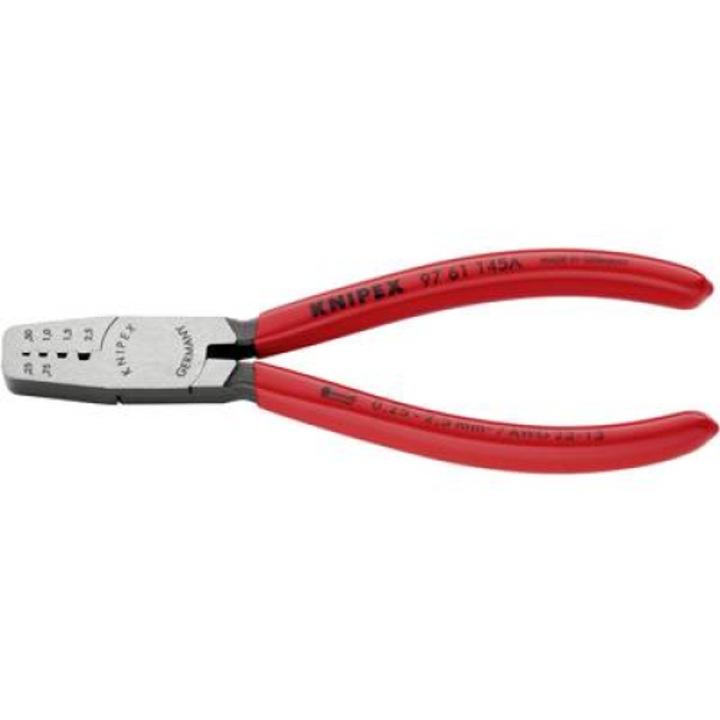 Krimpelő fogó érvéghüvelyekhez 145 mm, polírozott fej, Knipex 97 61 145 A (97 61 145 A)