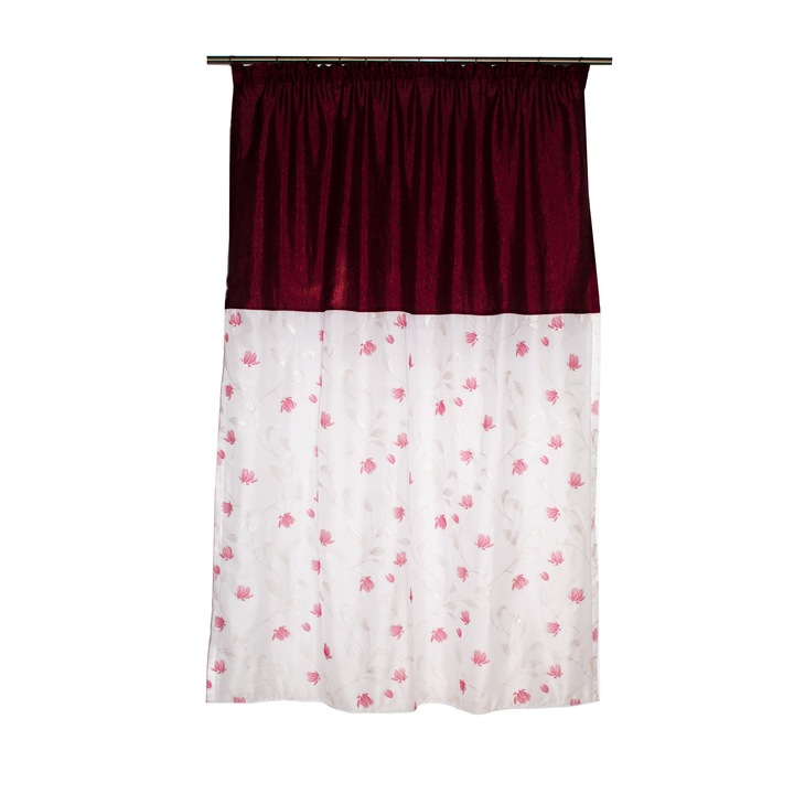 Perdea Velaria flori pictate roz, 145 X 215 cm