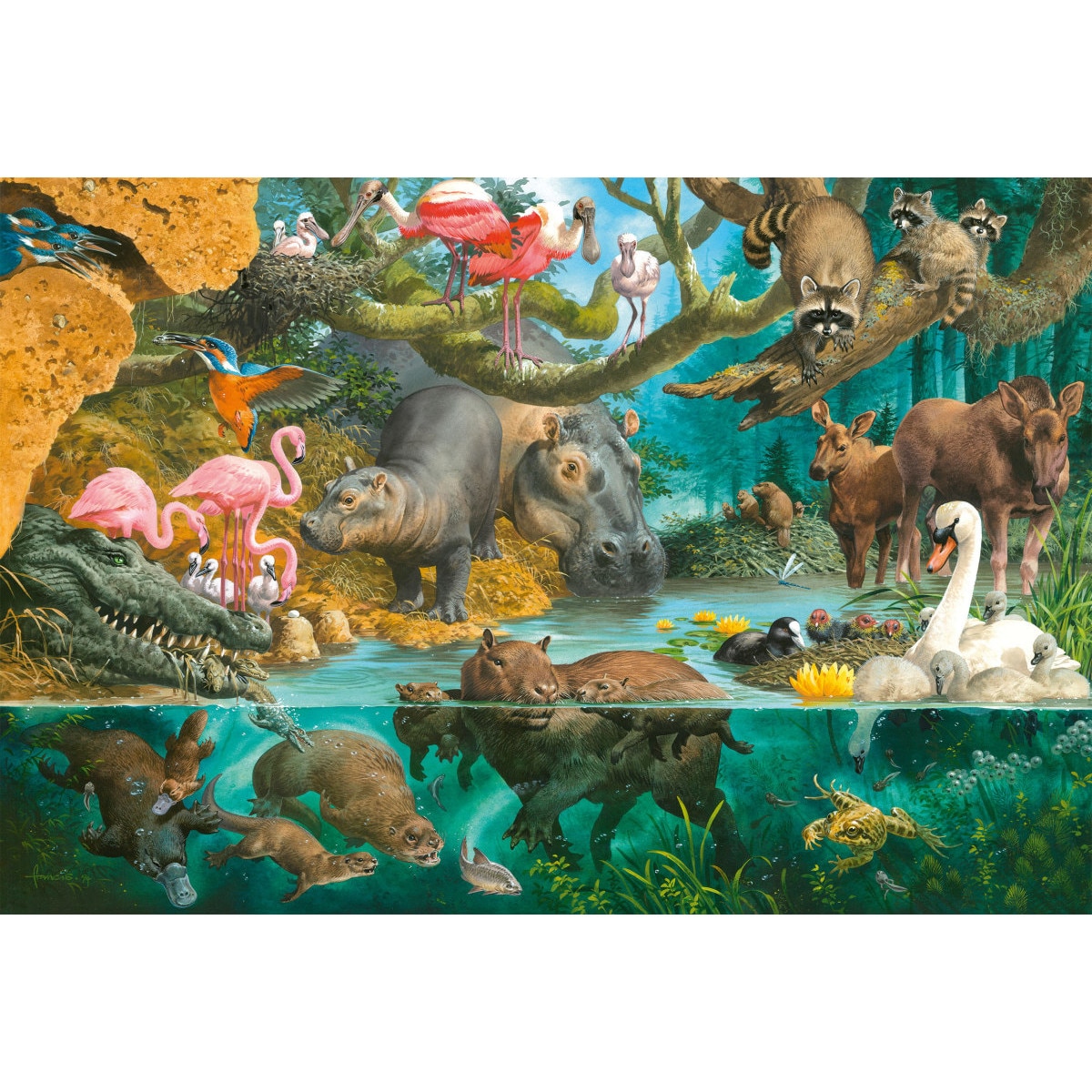Puzzle Schmidt - Animal Families At The Riverside, 100 piese (56306)
