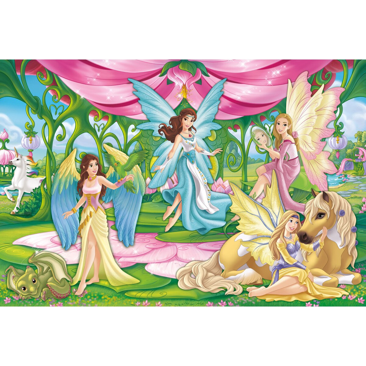 Puzzle Schmidt - In The Hall Of The Crown Of Bayala, 100 piese, include 1 figurina Schleich (56301)