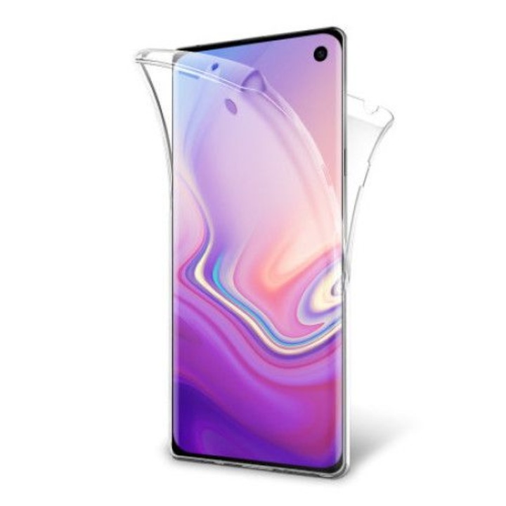 Husa 360 Grade Silicon Premiumcompatibila Samsung J4 2018 Transparenta + folie sticla securizata