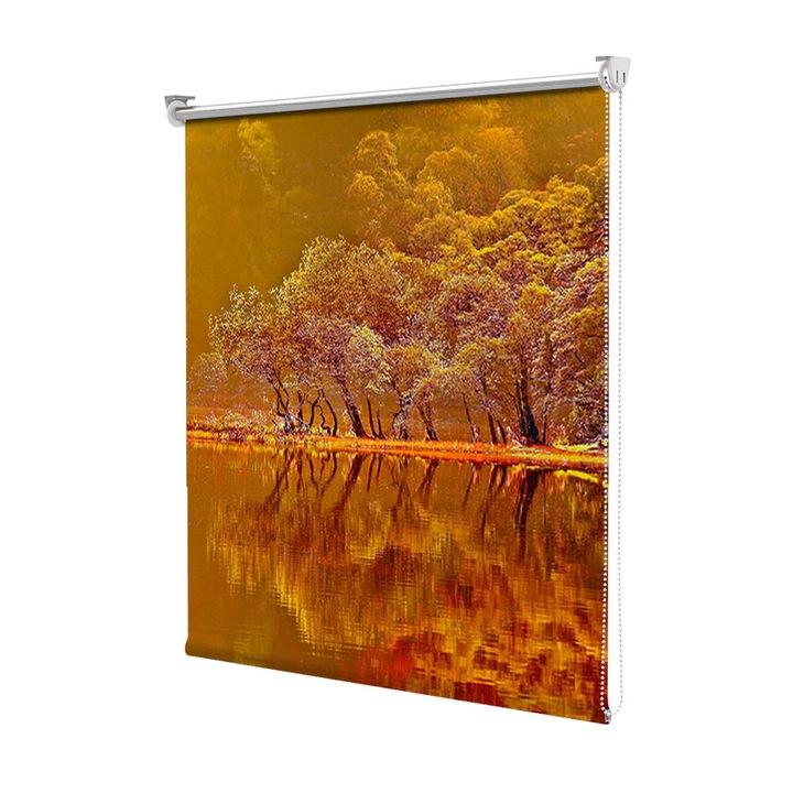 Rolete Art Shade Multicolore tip Jaluzele cu Rulou si sistem inclus Peisaje Lac de foc ,toamna Decoratiuni, Latime 65 cm x Inaltime 190 cm