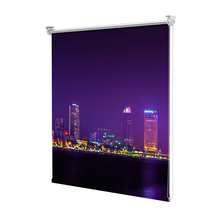 Rolete Art Shade Multicolore tip Jaluzele cu Rulou si sistem inclus Peisaje Oras luminat noaptea Decoratiuni, Latime 55 cm x Inaltime 190 cm