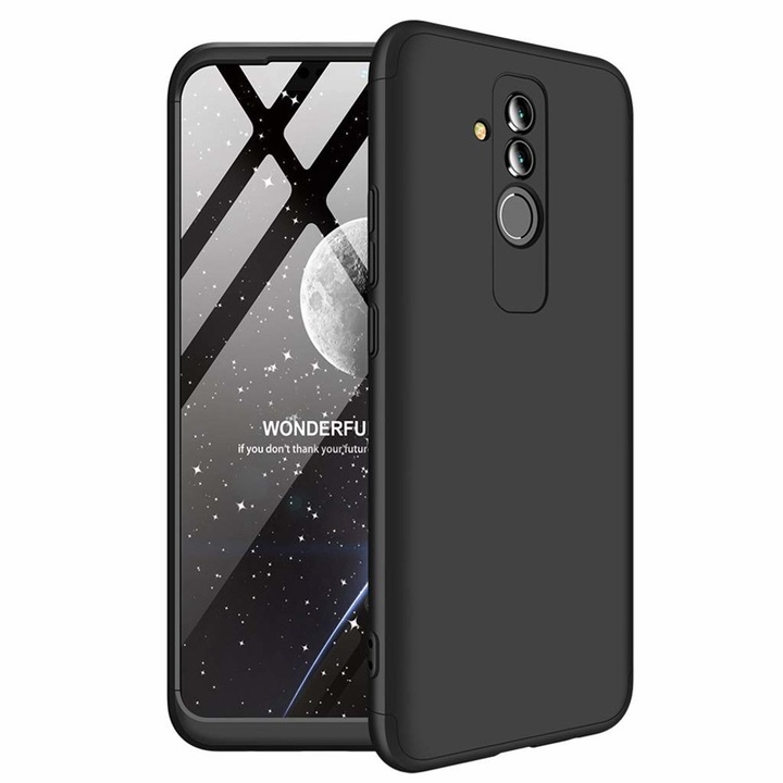 360° Matte Full Protection Gema Mixed калъф за Huawei Mate 20 Lite (преден + заден), черен