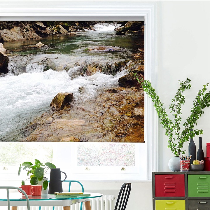 Rolete Art Shade Multicolore tip Jaluzele cu Rulou si sistem inclus Peisaje Peisaj cu apa in padure Decoratiuni, Latime 60 cm x Inaltime 190 cm