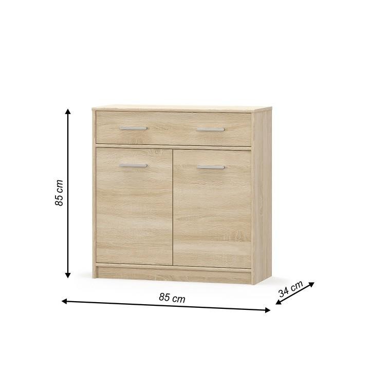 Comoda cu sertar si 2 usi, stejar sonoma,85x85x34 cm, Bortis