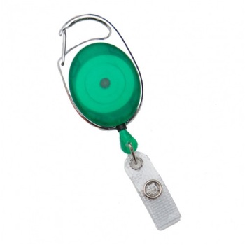 Set 10 buc. clips / rola Premier cu snur retractabil pentru ecuson / legitimatie, Verde transparent Set 10 buc. clips / rola Premier cu snur retractabil pentru ecuson / legitimatie, Verde transparent