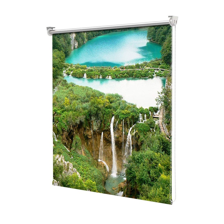 Rolete Art Shade Multicolore tip Jaluzele cu Rulou si sistem inclus Peisaje Lac in mijlocul padurii Decoratiuni, Latime 55 cm x Inaltime 190 cm