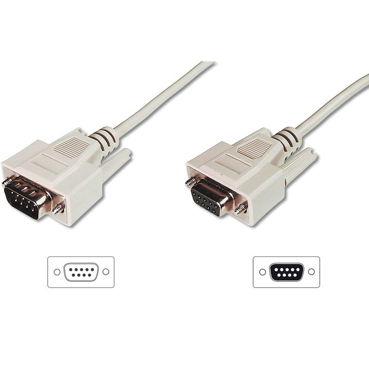 Cablu de conectare , Assmann , RS232 , DSUB9 tata (plug) DSUB9 mama (jack) , 2m