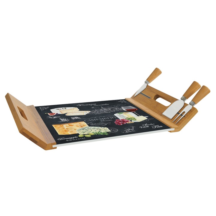 Set servire branzeturi, 5 piese, 44 x 28 cm, "World of Cheese" - Nuova R2S