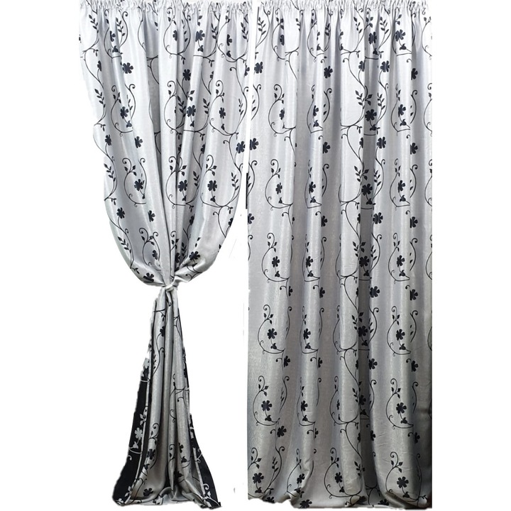 Set 2 draperii black-out MASTEL 250x250cmx2, culoare gri-negru, model B1