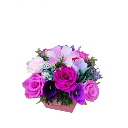 Aranjament Handmade Cu Flori De Hartie Creponata Katy Orzan Design Cutie Carton 30 Cm Multicolor Emag Ro