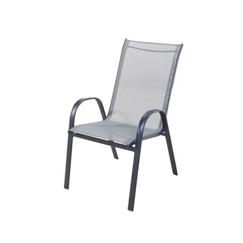 Scaun pentru gradina ART CANARIA, sezutul si spatarul sunt confectionate din panza din material sintetic, de culoare gri Scaun pentru gradina ART CANARIA, sezutul si spatarul sunt confectionate din panza din material sintetic, de culoare gri