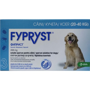 Pipete antiparazitare Fypryst pentru caini, set 3 pipete Pipete antiparazitare Fypryst pentru caini, set 3 pipete