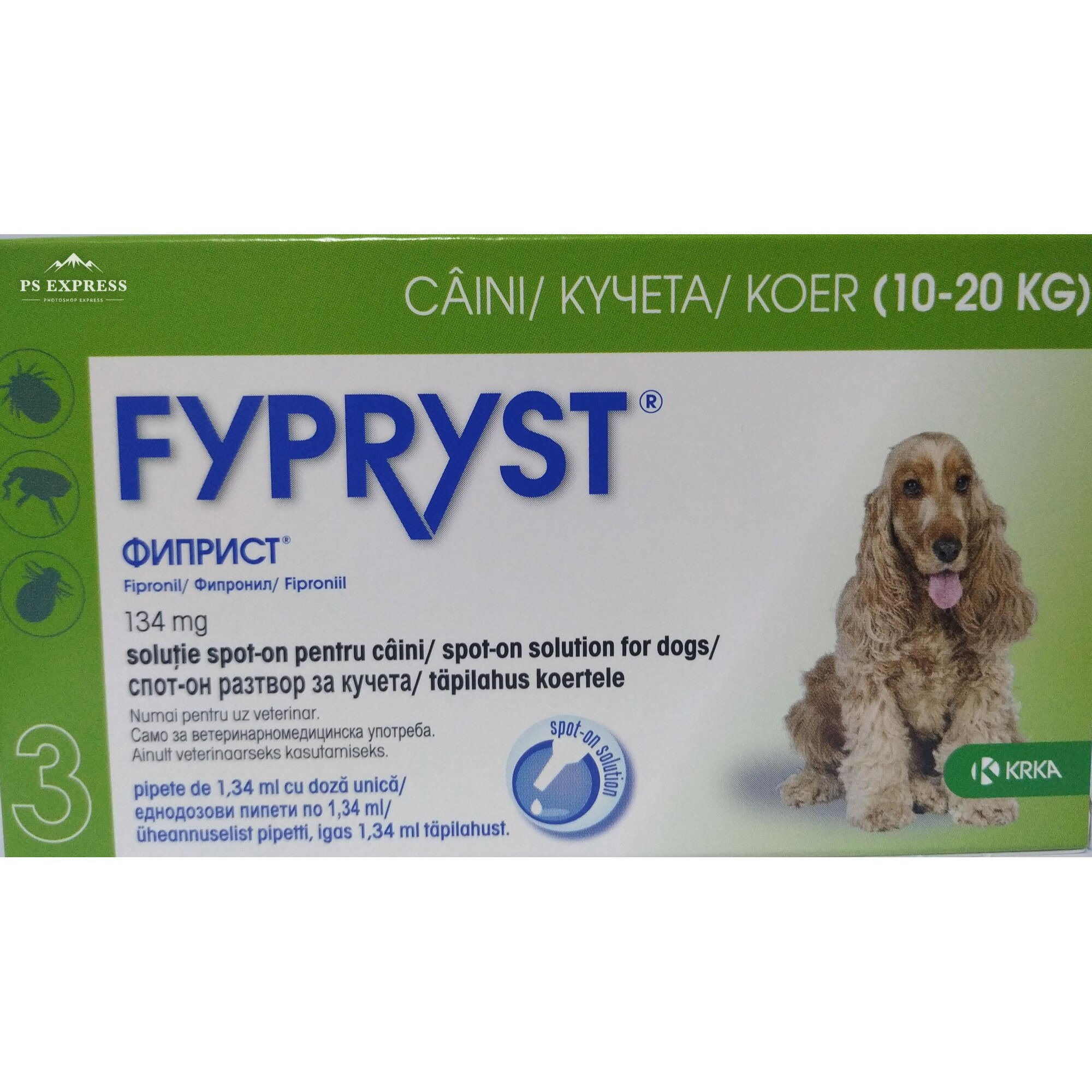 Pipete antiparazitare Fypryst pentru caini 10-20kg, set 3 pipete