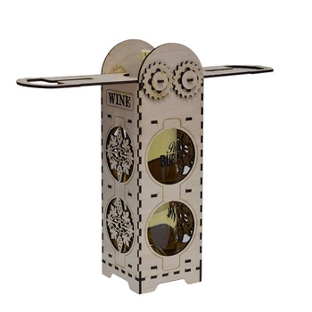Cutie Vin din Lemn cu Suport Pahare Cutie Vin din Lemn cu Suport Pahare