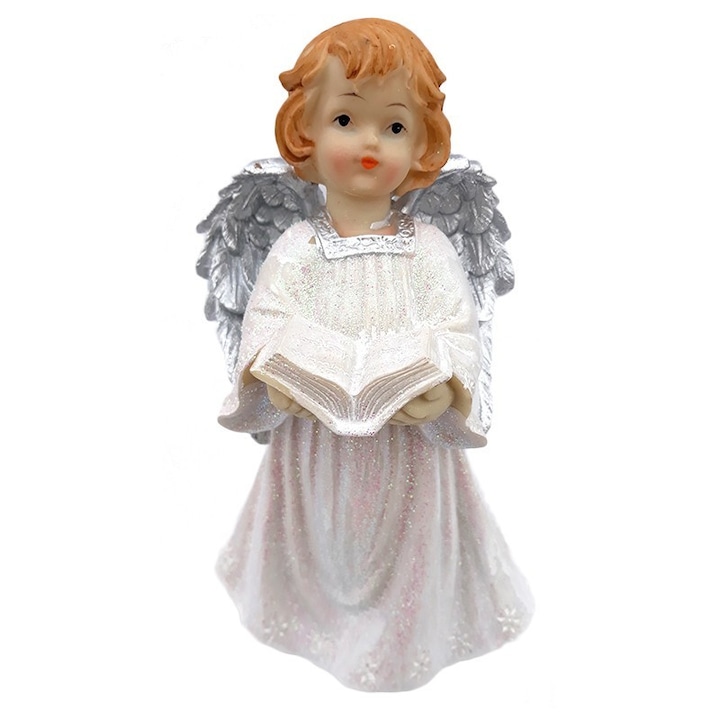 Ingeras cu aripi argintii si sclipici, 23 cm, 598E