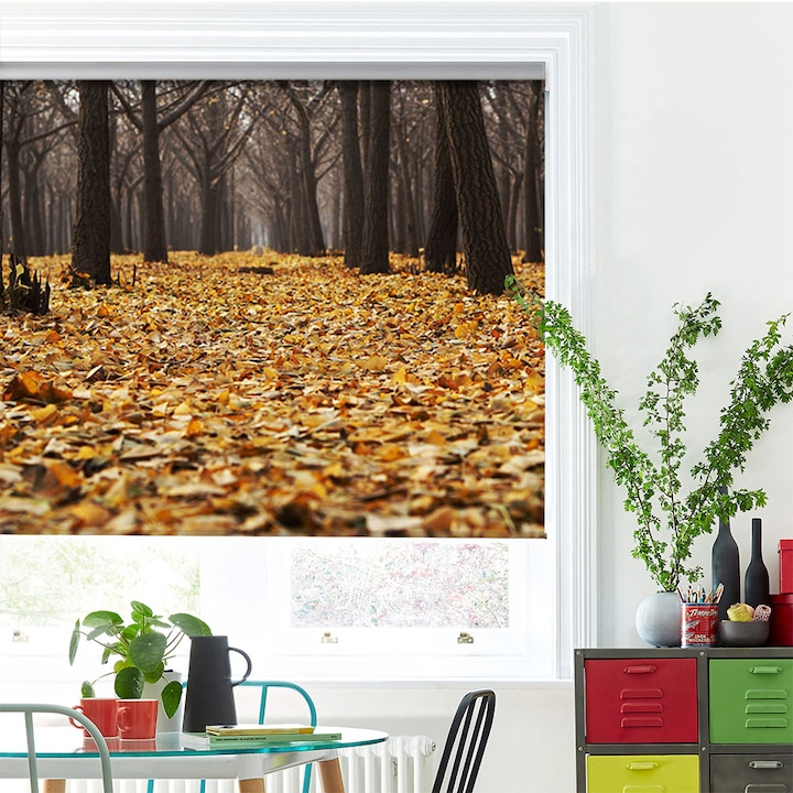 Rolete Art Shade Multicolore tip Jaluzele cu Rulou si sistem inclus Peisaje Covor de frunze orange in padure Decoratiuni, Latime 60 cm x Inaltime 190 cm