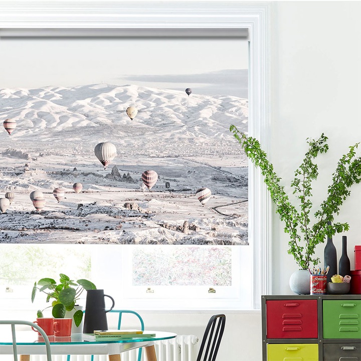 Rolete Art Shade Multicolore tip Jaluzele cu Rulou si sistem inclus Peisaje Baloane cu aer cald ,iarna Decoratiuni, Latime 55 cm x Inaltime 190 cm