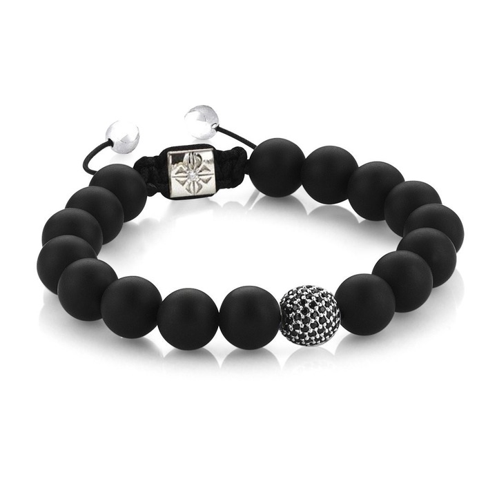 Bratara din Onix Mat cu distantier CZ si marime reglabila