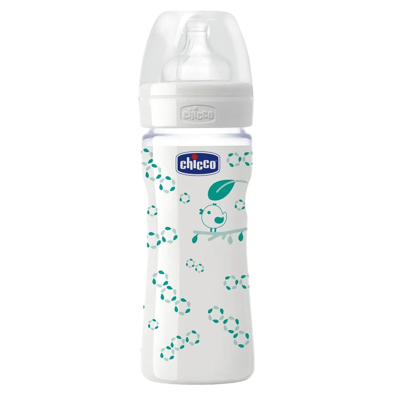 Biberon bebelusi, Zola®, alb, cu model verde, 240 ml