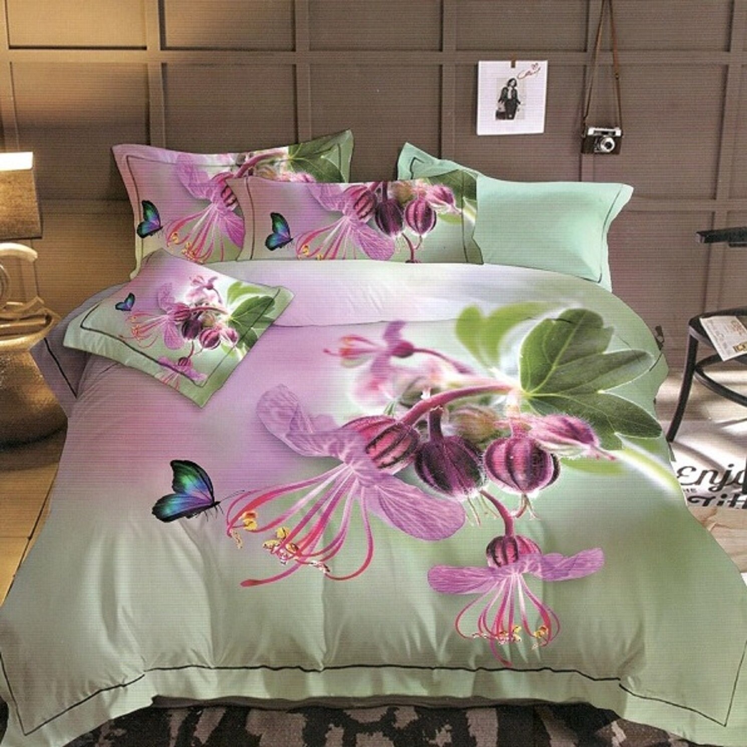 Lenjerie de pat, 3D 2 persoane, 4 piese, bumbac satinat, color model AX099