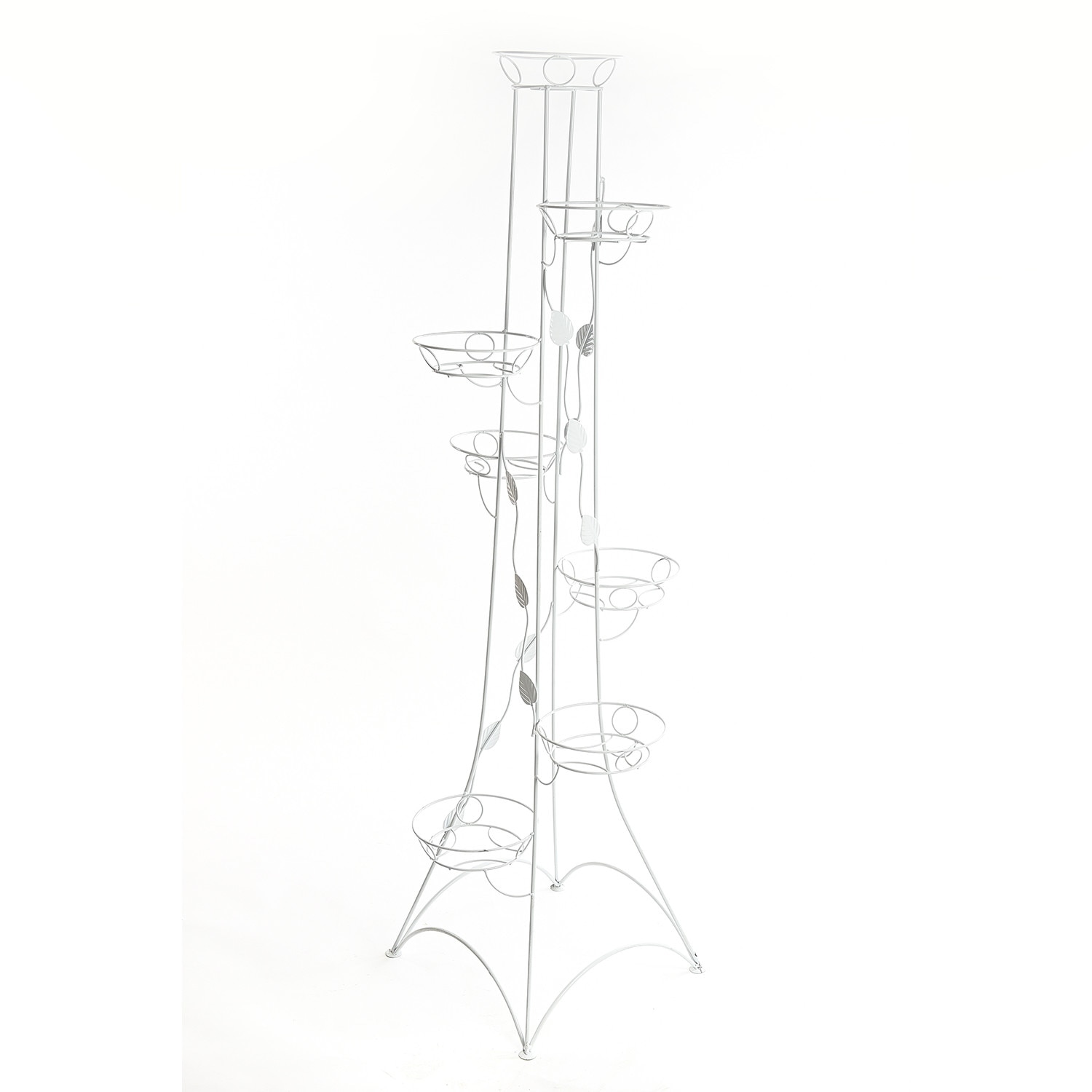 Suport de flori, decorativ, din metal, pentru 7 ghivece, 10-0432, alb, 175x500 cm