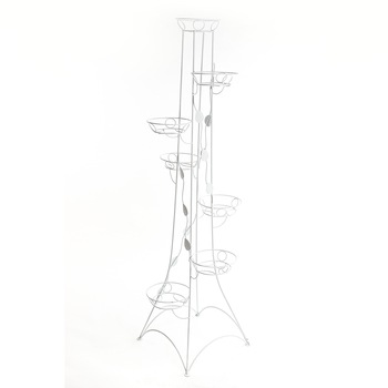 Suport de flori, decorativ, din metal, pentru 7 ghivece, 10-0432, alb, 175x500 cm Suport de flori, decorativ, din metal, pentru 7 ghivece, 10-0432, alb, 175x500 cm