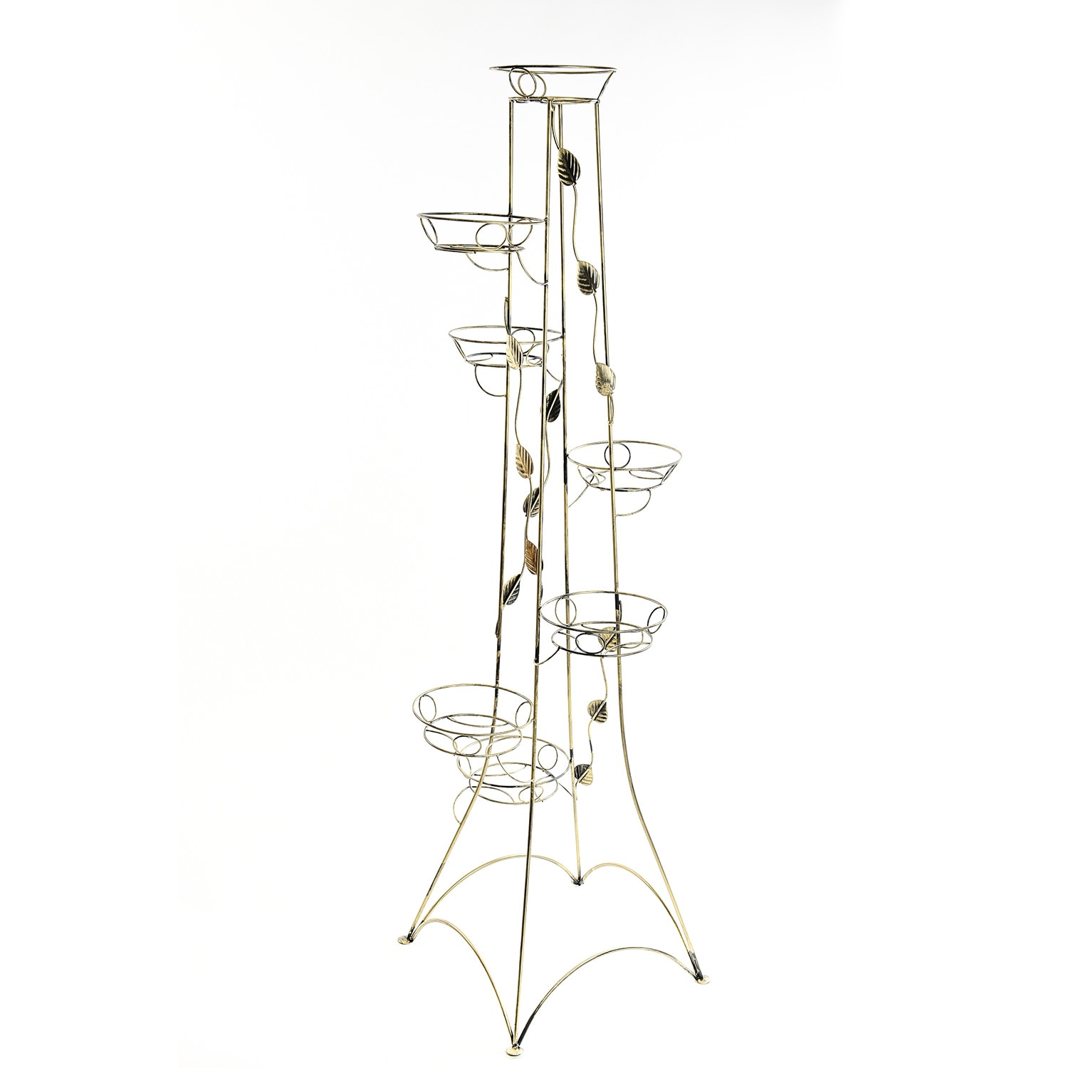 Suport de flori, decorativ, din metal, pentru 7 ghivece, 10-0432, auriu patinat, 175x500 cm