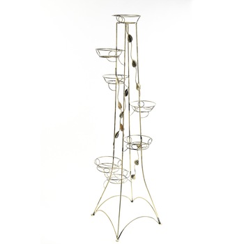 Suport de flori, decorativ, din metal, pentru 7 ghivece, 10-0432, auriu patinat, 175x500 cm Suport de flori, decorativ, din metal, pentru 7 ghivece, 10-0432, auriu patinat, 175x500 cm