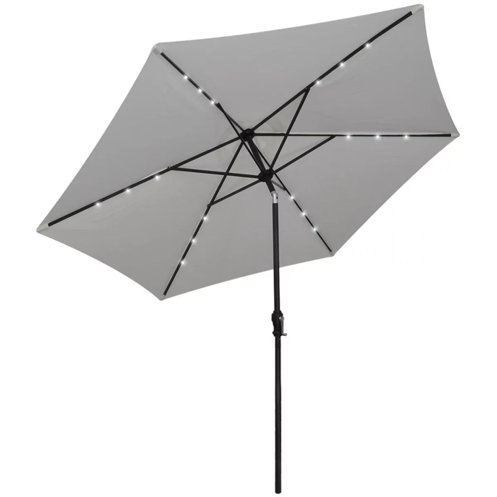 Umbrela de soare Cantilever, cu LED, vidaXL, Tesatura, 3 m, Alb