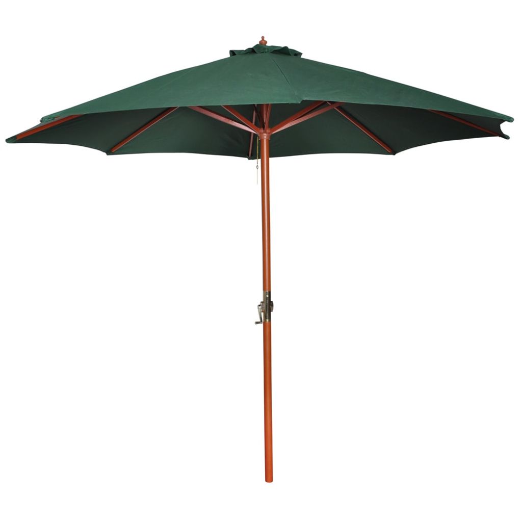 Umbrela de soare cu pol din lemn, vidaXL, Tesatura, 3 m, Verde