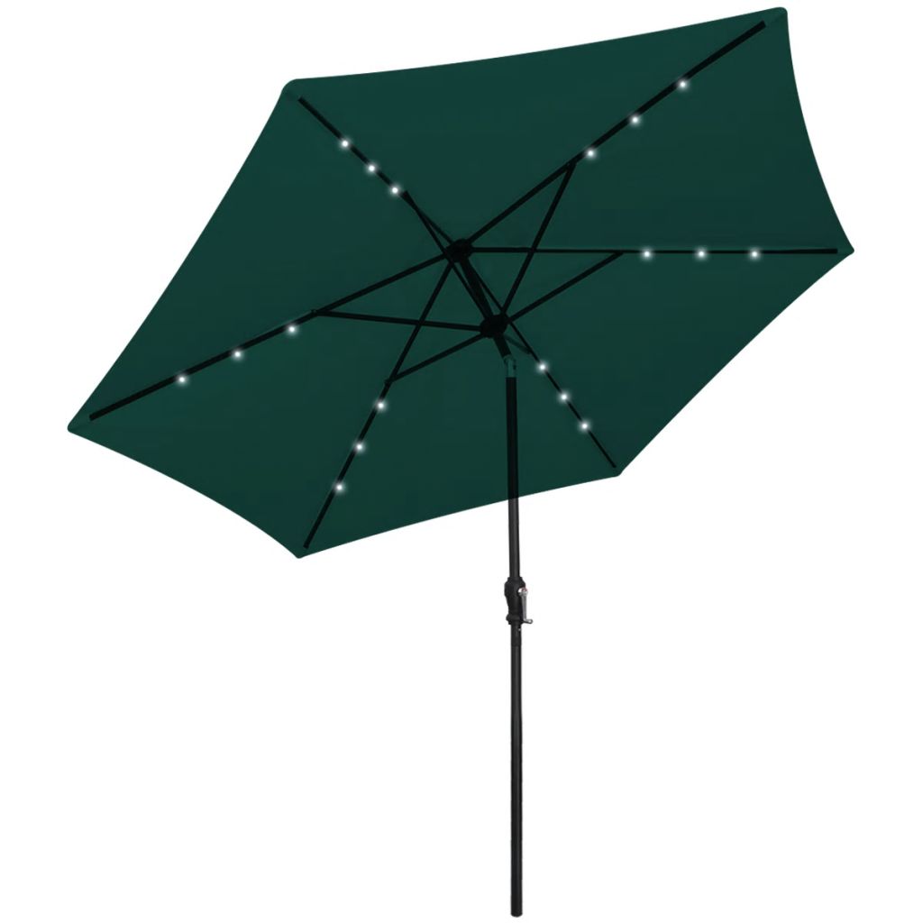 Umbrela de soare Cantilever, cu LED, vidaXL, Tesatura, 3 m, Verde