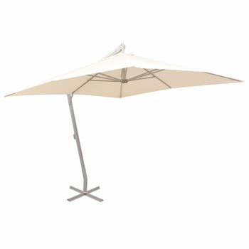 Umbrela de soare, suspendata, cu stalp de otel, vidaXL, Tesatura, 300 x 300 cm, Bej