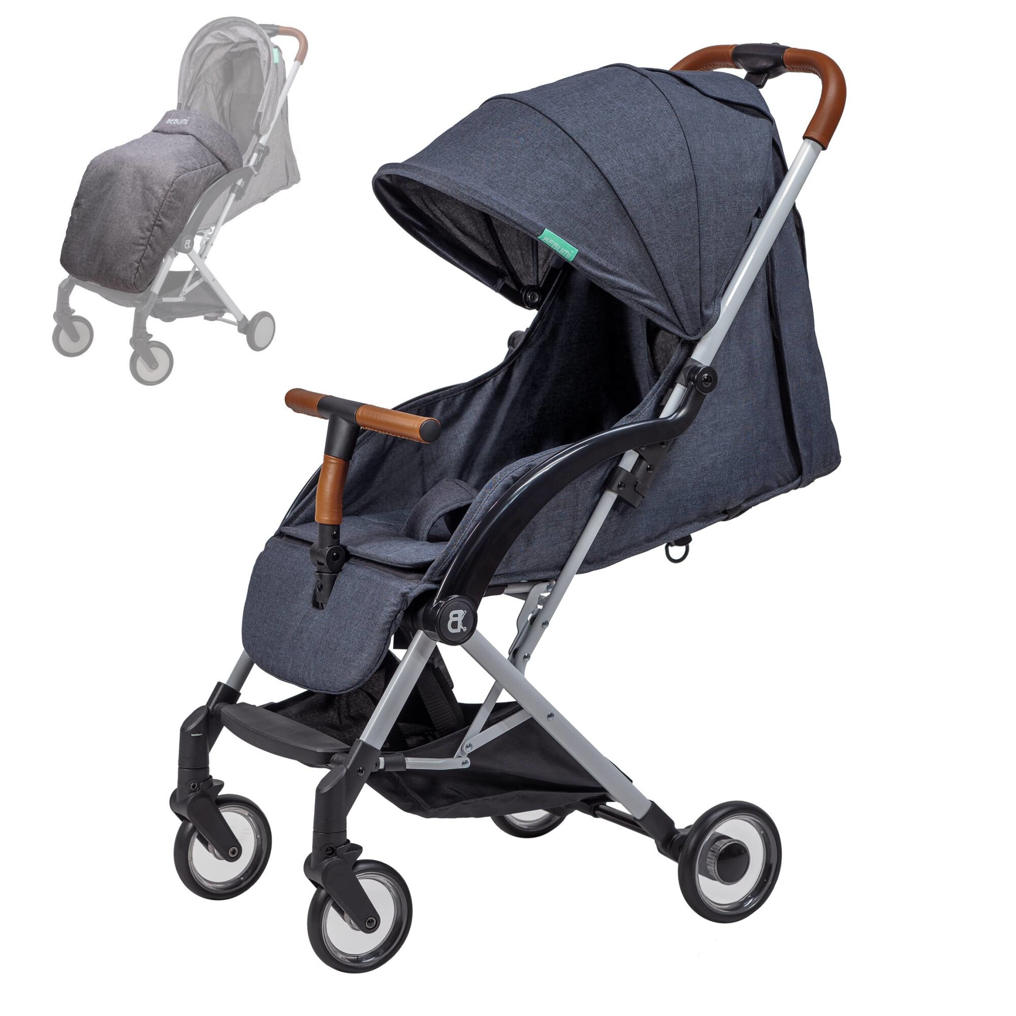 Carucior compact BEBUMI Sport Air 0-4 ani Foot Cover Gri Inchis/Dark Gray