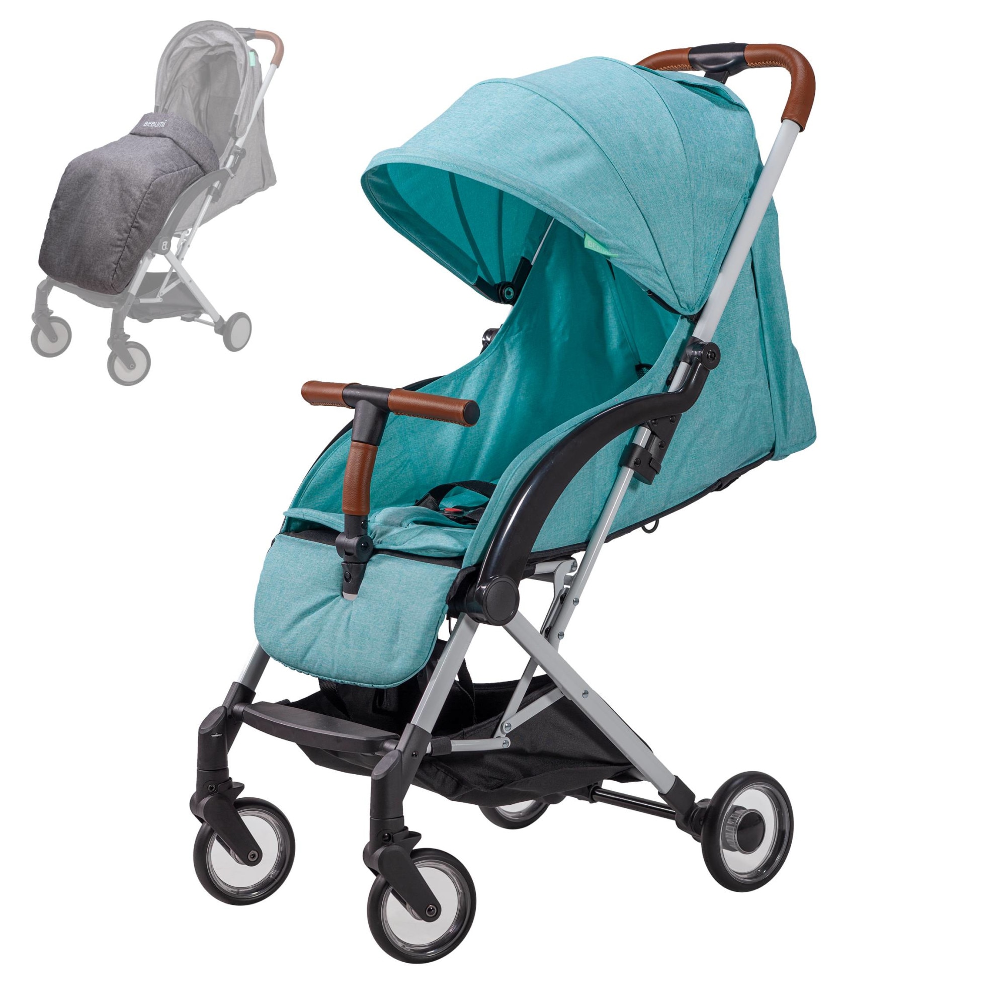 Carucior compact BEBUMI Sport Air 0-4 ani Foot Cover Albastru/Green Blue