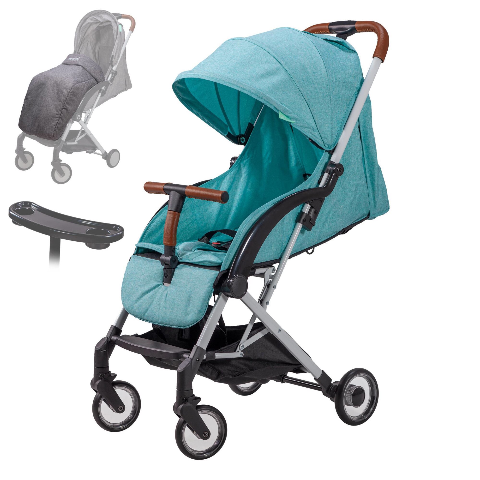 Carucior compact BEBUMI Sport Air 0-4 ani Food Tray Foot Cover Albastru/Green Blue