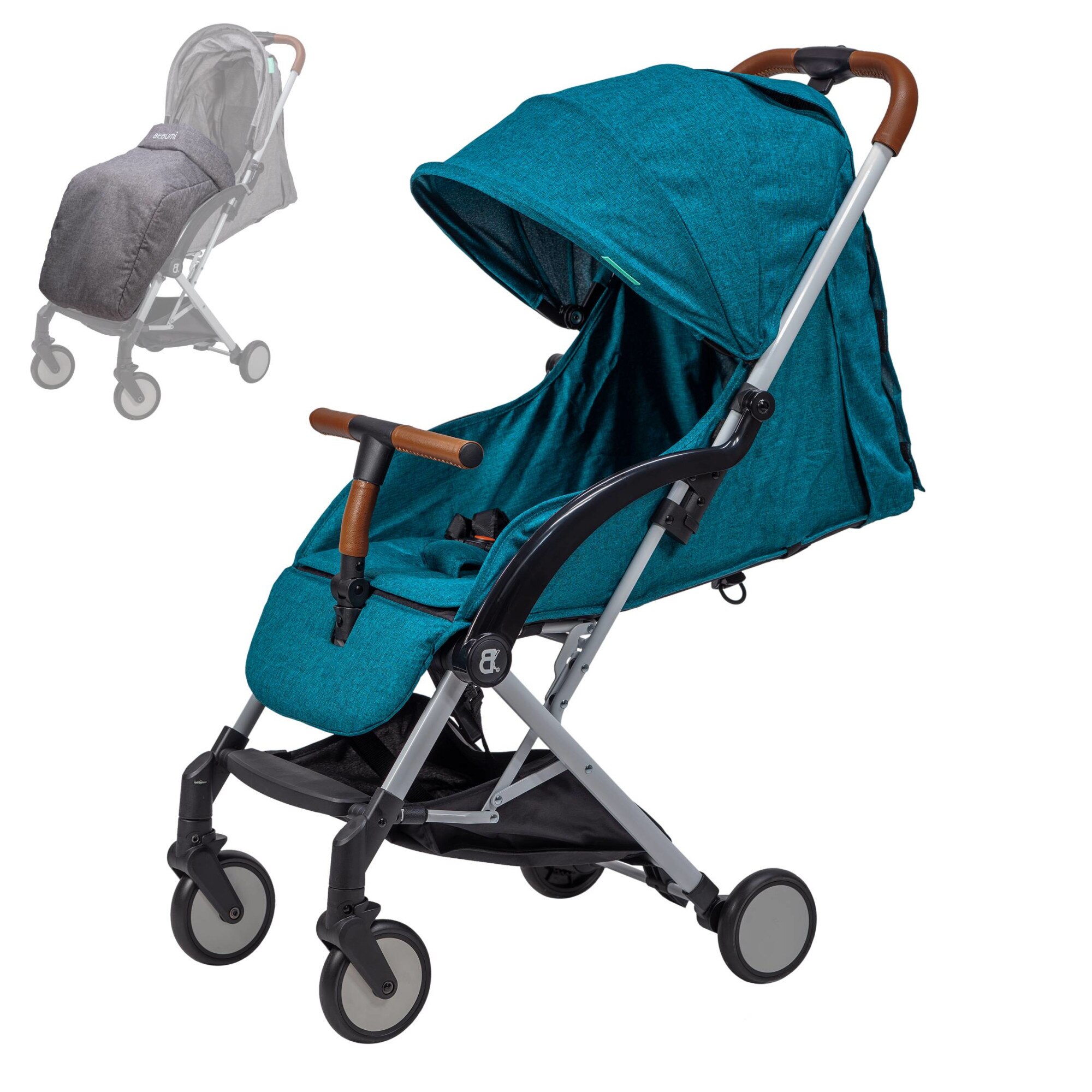 Carucior compact BEBUMI Sport 0-4 ani + Foot Cover Verde Inchis/Dark Green