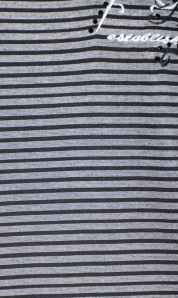 Tricou barbatesc casual, model cu dungi, D&J Exclusive, Gri inchis