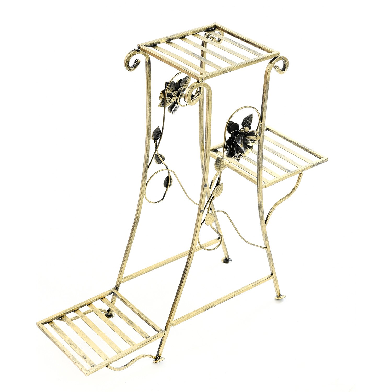 Suport de flori, decorativ, din metal, 10-0957, auriu patinat