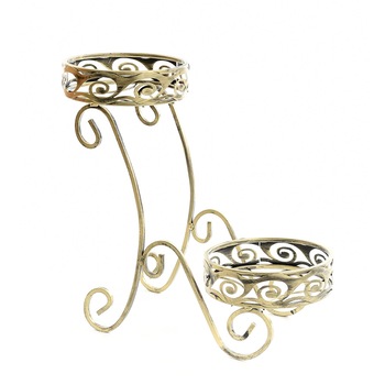 Suport de flori, decorativ, din metal, 10-1522, auriu patinat Suport de flori, decorativ, din metal, 10-1522, auriu patinat