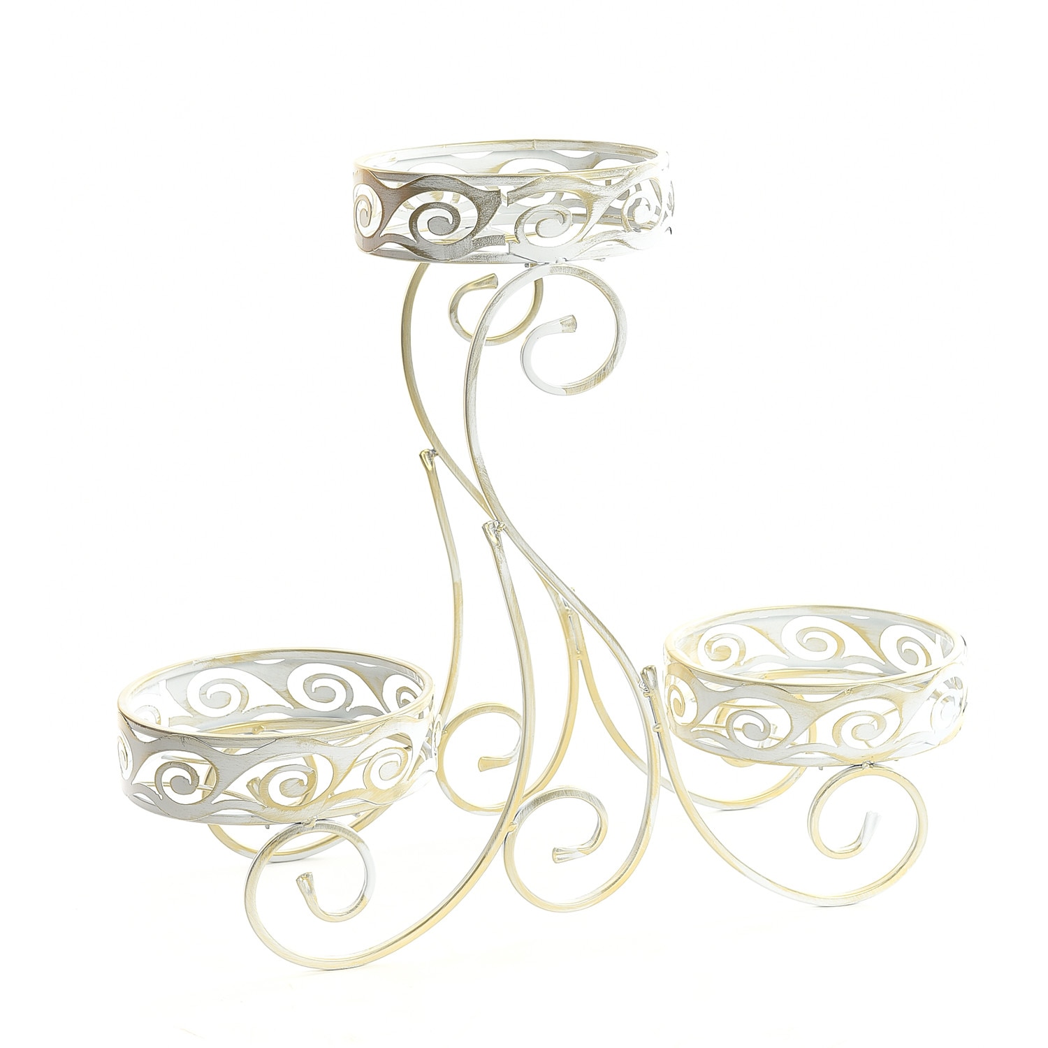 Suport de flori, decorativ, din metal, 10-1543, alb patinat