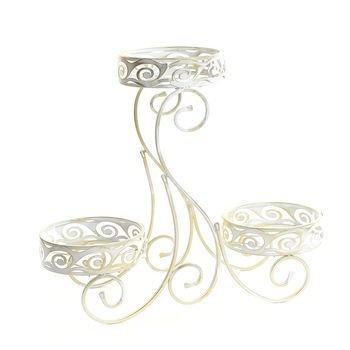 Suport de flori, decorativ, din metal, 10-1543, alb patinat Suport de flori, decorativ, din metal, 10-1543, alb patinat