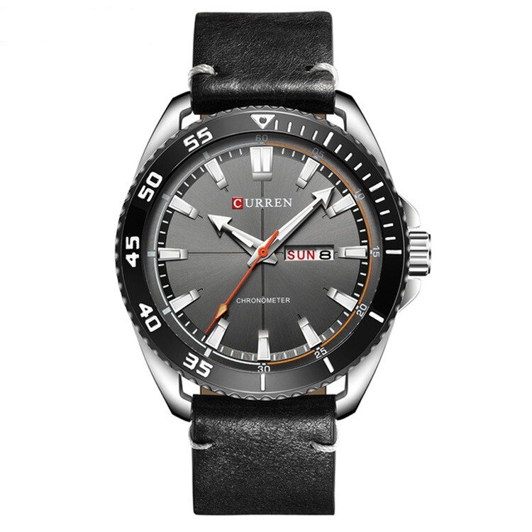 Ceas barbatesc CURREN CS861, Casual, Curea piele, Rezistent la apa, Afisare data