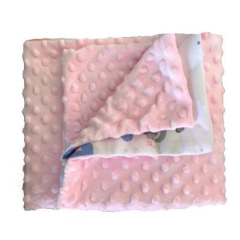 Paturica 2 fete, Minky, roz cu ursuleti, 80x100cm Paturica 2 fete, Minky, roz cu ursuleti, 80x100cm