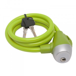 Lacat bicicleta din cablu de otel invelit, este rezistent impotriva taierii, dimensiune 120 cm, mecanism de zavorire de calitate, 2 chei, verde