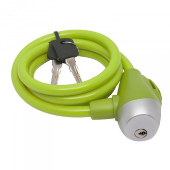 Lacat bicicleta din cablu de otel invelit, este rezistent impotriva taierii, dimensiune 120 cm, mecanism de zavorire de calitate, 2 chei, verde Lacat bicicleta din cablu de otel invelit, este rezistent impotriva taierii, dimensiune 120 cm, mecanism de zavorire de calitate, 2 chei, verde