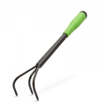 Cultivator de mana cu furca, maner ergonomic, otel vopsit, lungime 34 cm, culoare verde/negru Cultivator de mana cu furca, maner ergonomic, otel vopsit, lungime 34 cm, culoare verde/negru
